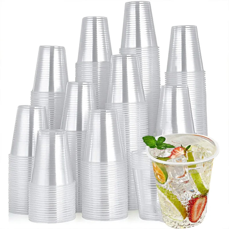 50/100PCS Disposable Plastic Cups Disposable Drinking Cups Suitable Beverages Fruits Coffee Birthday Parties Wedding Banquets