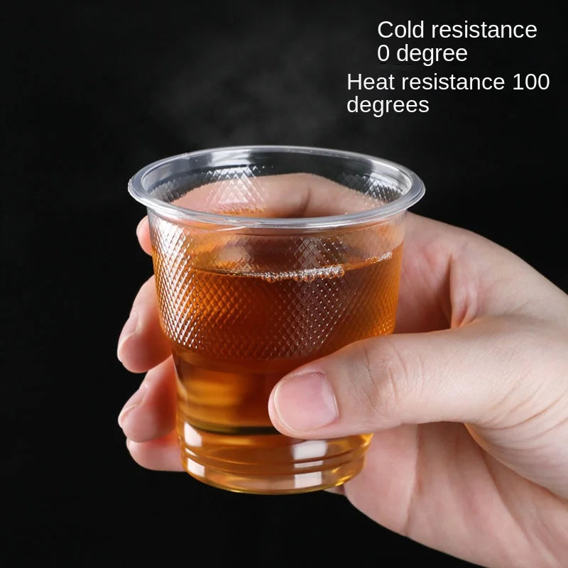 25/50pcs New Disposable Transparent Plastic Cup Outdoor Picnic Birthday Kitchen Party Tableware 160/170/200ml Cups Supplies Bar