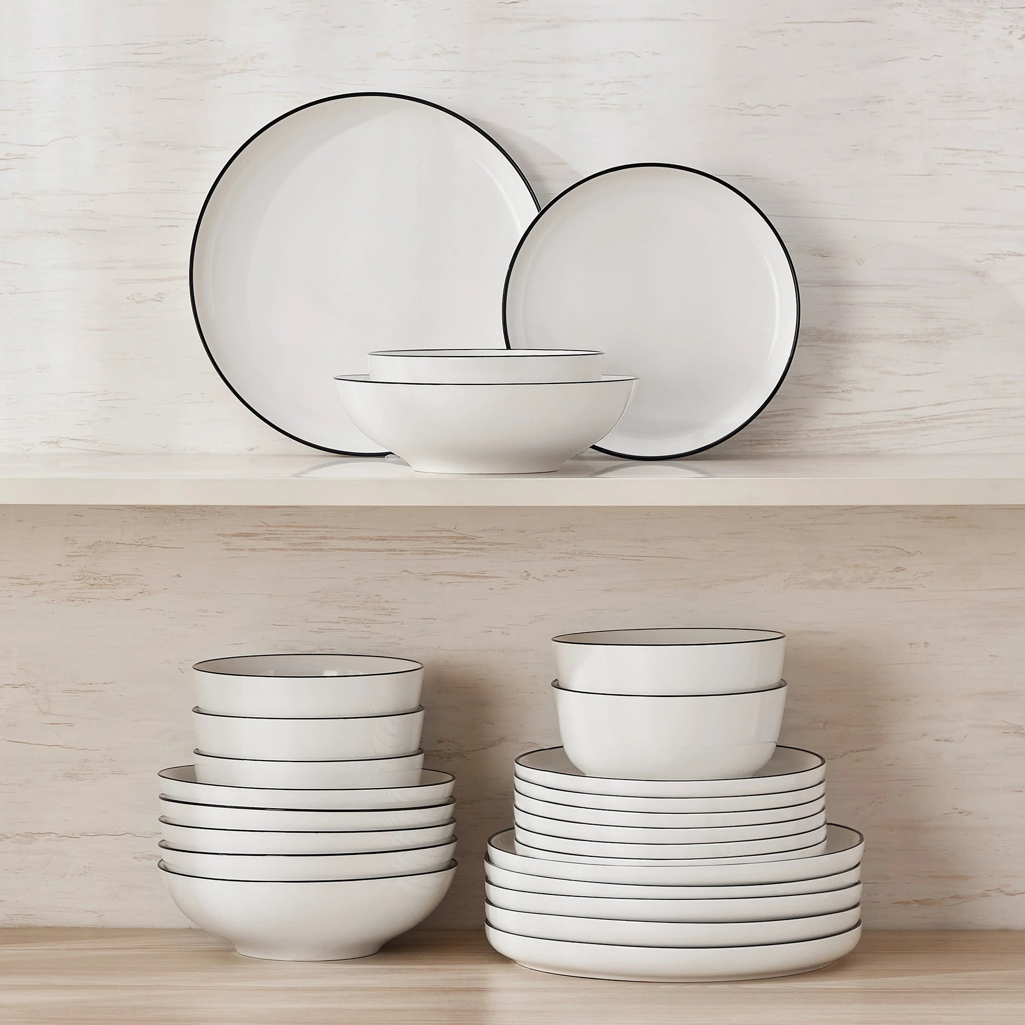 MALACASA 12/16/18/24 PCS Porcelain Plates Dinnerware Sets Ceramic Plates Set with 4/6 PCS Dinner Plate/Dessert/Cereal Bowl/Soup