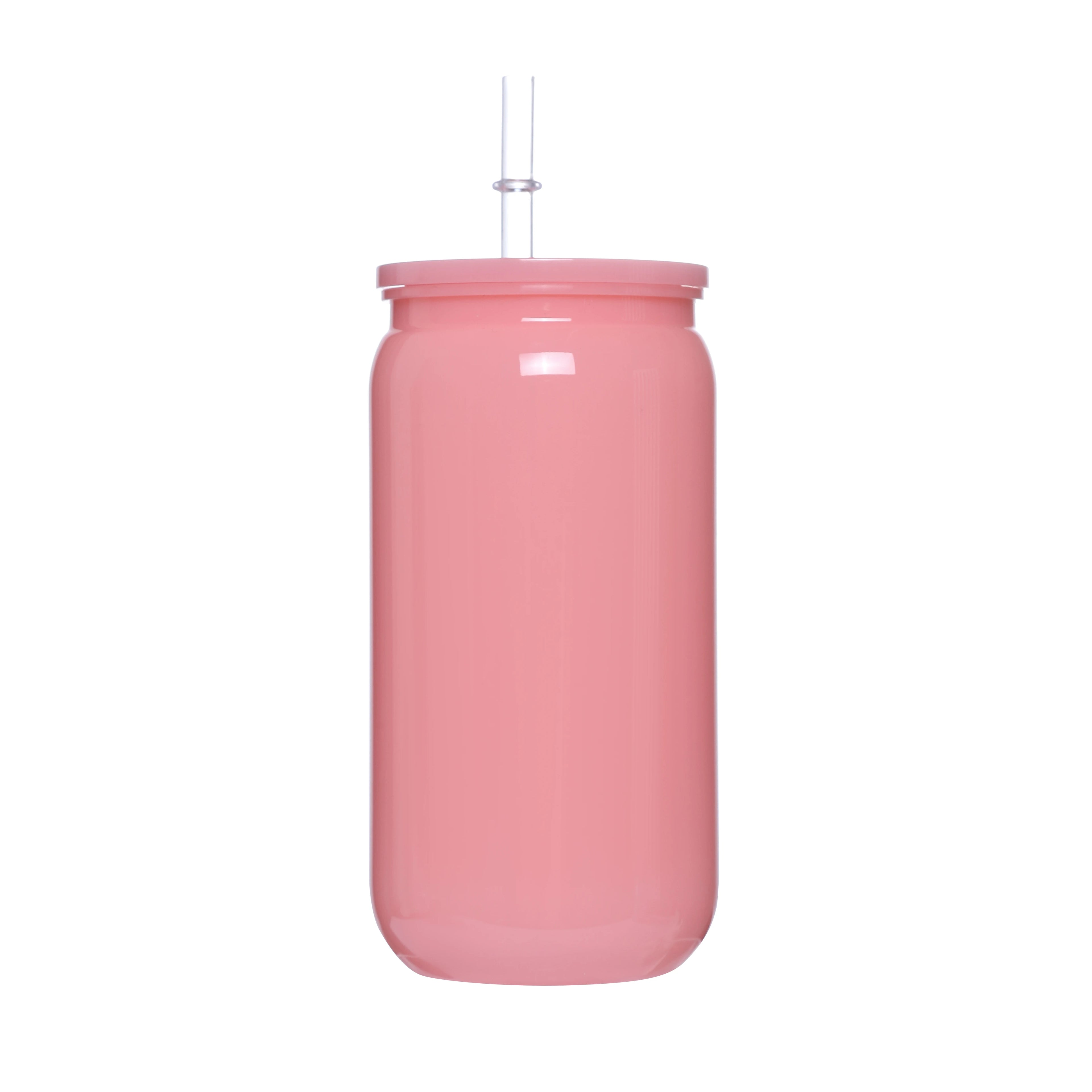 16oz Colorful Plastic Cups With Lids And Straws Replacement Lids For Can Shaped  Lced Coffee Cups Cute Tumbler Cup