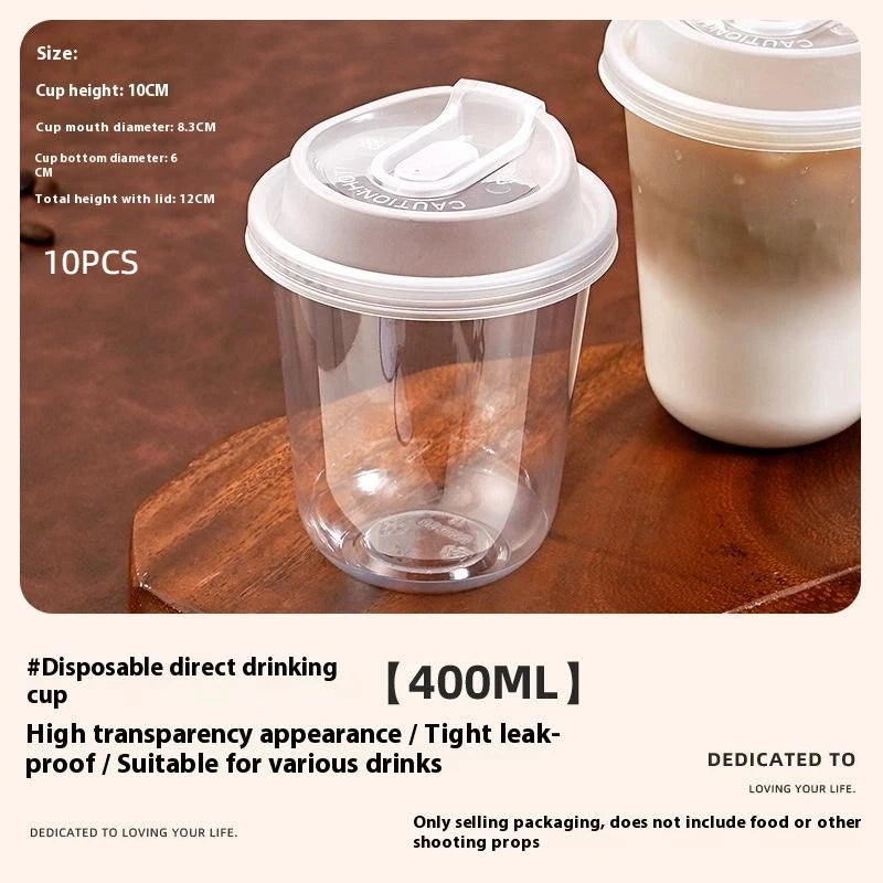 10pcs Transparent Coffee Cups With Lids U-shaped Disposable Cups For Hot Drink Milk Tea Takeaway Beverage Cups