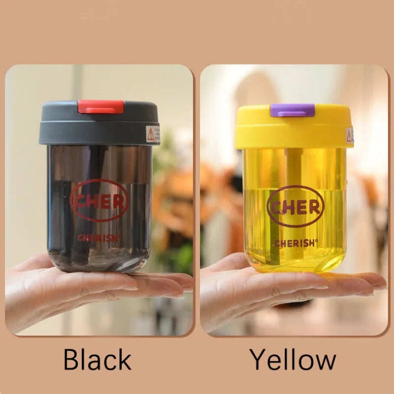 Summer Plastic Water Cup Practical and Compact for Students and White-collar Workers Double-drinking Water Cup with Straw