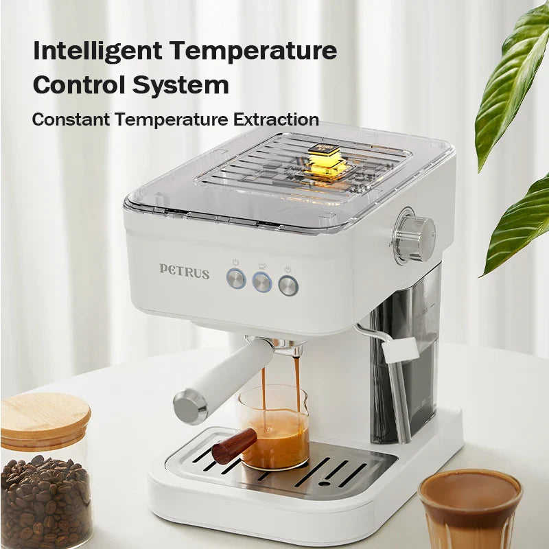 Petrus Espressomaschine 51MM 20 Bar mit Metallplatte, leistungsstarker Dampfstab für Americano Mocha Latte, PE2170 (220V)