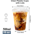 16oz/20oz Clear Plastic Cups with Lids Sturdy Iced Coffee Cups with Sip lids Disposable Plastic Smoothie Cups for Cold Drinks