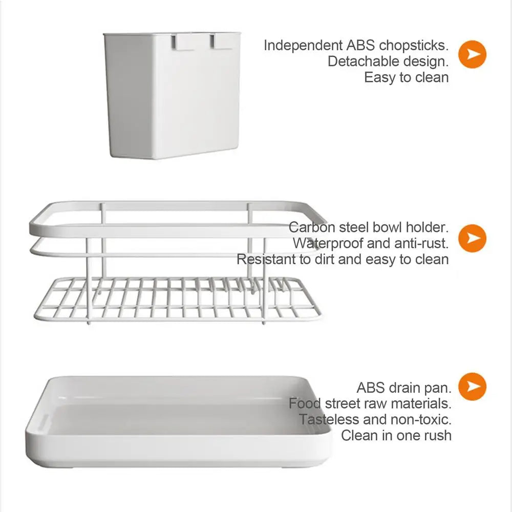 Multifunctional Dish Rack with Cutlery Holder Drying Dish Rack with Drip Tray for Dishes Spoons Forks