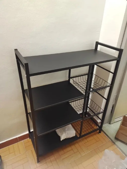 Rack Movable Snack & Grocery Holder Bathroom Storage Solution Multi-Tier Kitchen Storage Shelf Freestanding Vegetable Organizer