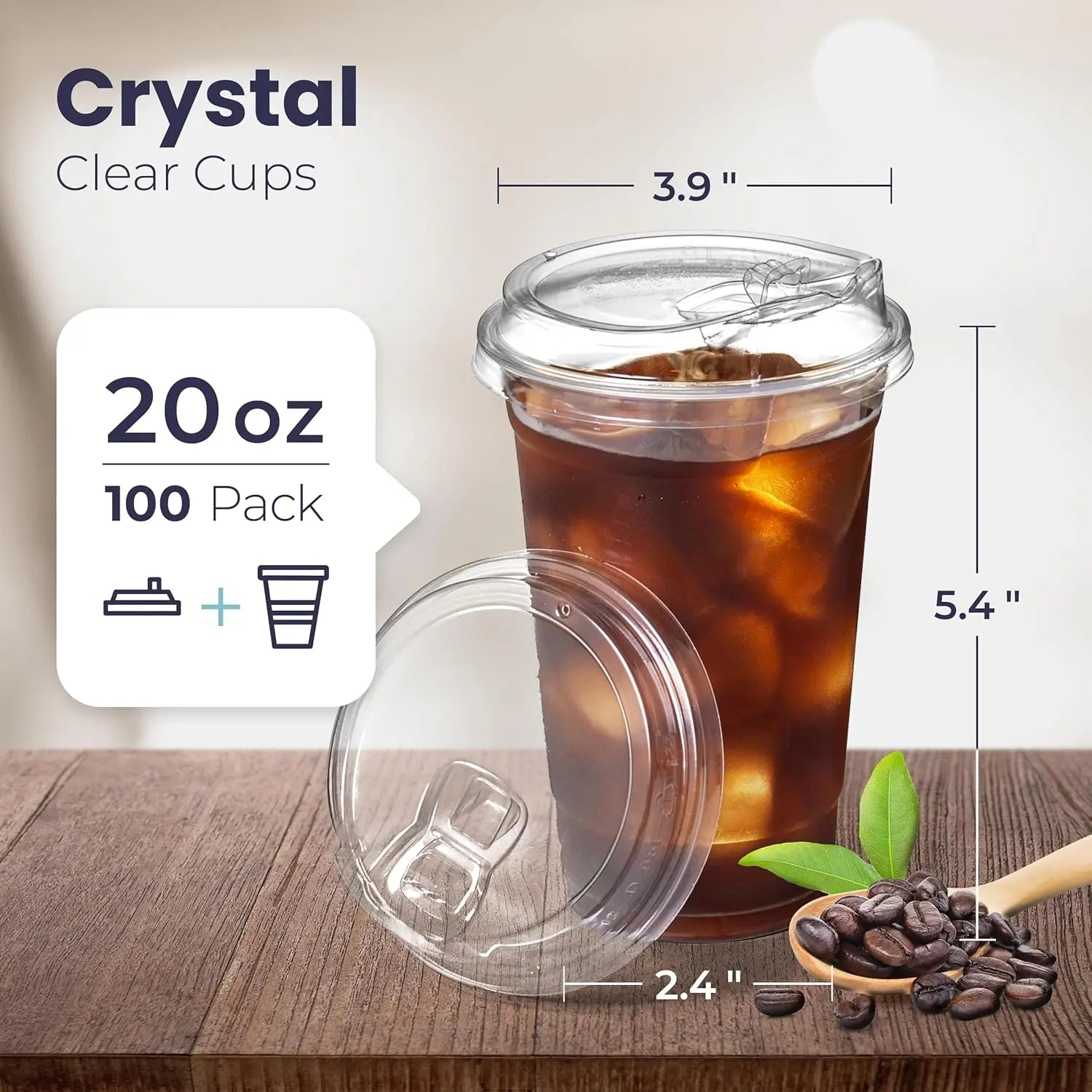 12/16//20/24OZ Clear Plastic Cups with Sip Lids Disposable Plastic Coffee Cups To Go Cups for Iced Coffee Smoothies Soda