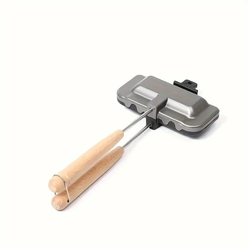 長方形両面サンドイッチ焼き器、ツートンカラー、アルミ合金、焦げ付き防止、ガスコンロ用トースター、キッチン調理器具