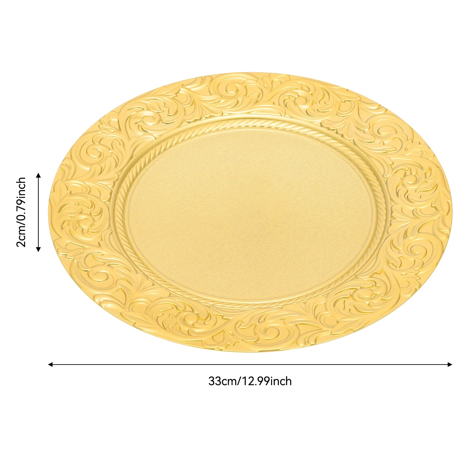 100 Pieces 33*2cm Charger Plates Set, PP Round Charger Plates, Reusable Serving Plates For Birthday Parties, Holidays, Weddings