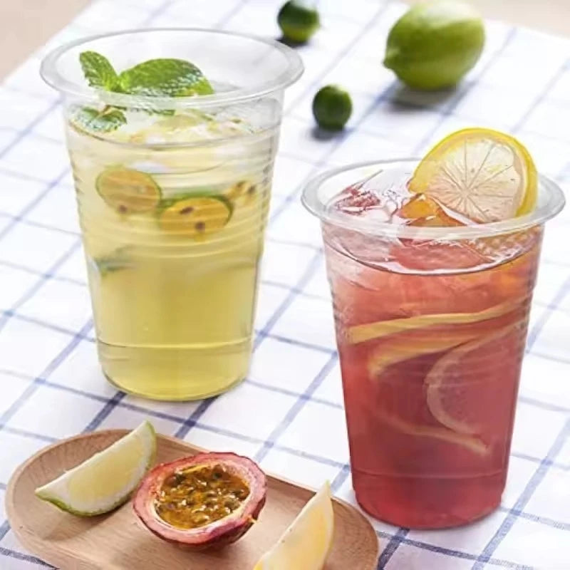 50/100PCS Disposable Transparent Plastic Cups Household  Drinking Cups Fruit Juice Coffee Ice Cream Birthday Wedding Party