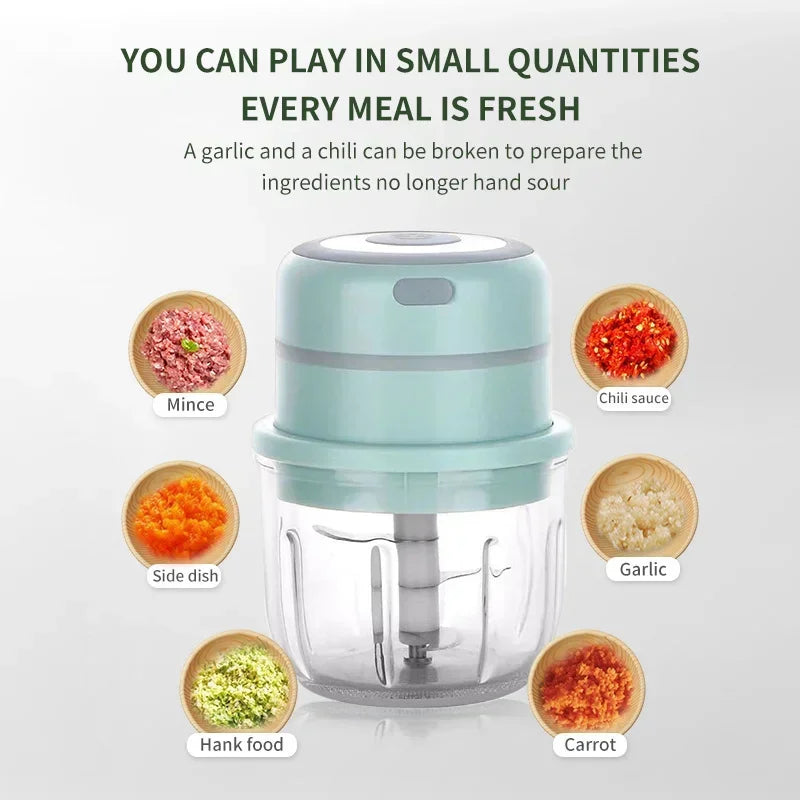 DecorBites Electric Mini Food Chopper – Garlic Masher & Meat Grinder