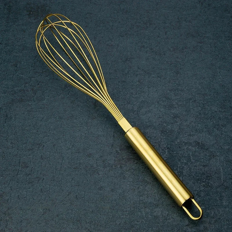 DecorBites Gold Steel Egg Beater Whisk – Baking Set