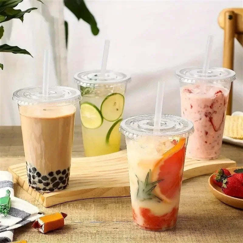 Plastic Cups With Lids Clear Disposable Cups Perfect for Weddings Birthdays Parties Camping Coffee Milkshake Cold Drinks