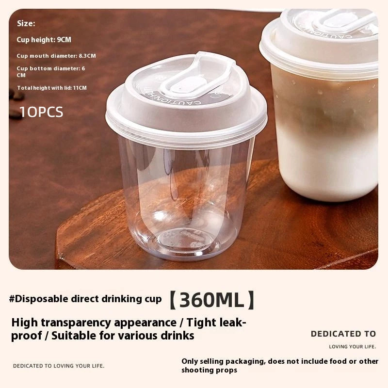 10pcs Transparent Coffee Cups With Lids U-shaped Disposable Cups For Hot Drink Milk Tea Takeaway Beverage Cups