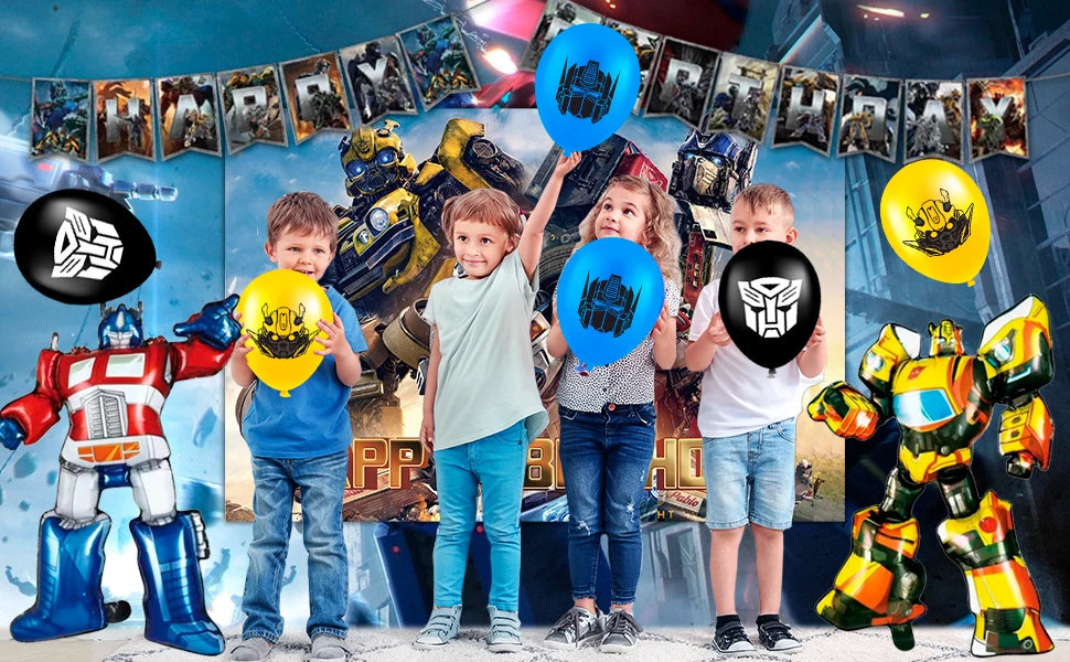 Transformers Birthday Party Supplies,114pcs Transformers Birthday Party Tableware-Transformers Plates Tablecloths Banners etc