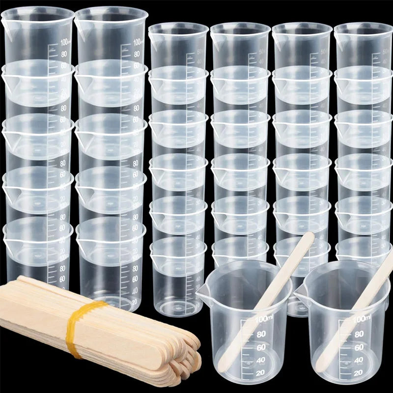 100ml Mixing Cups Plastic Liquid Container Epoxy Resin Scale Beaker Chemical Laboratory Cups Measuring Cup Kitchen Baking Tools