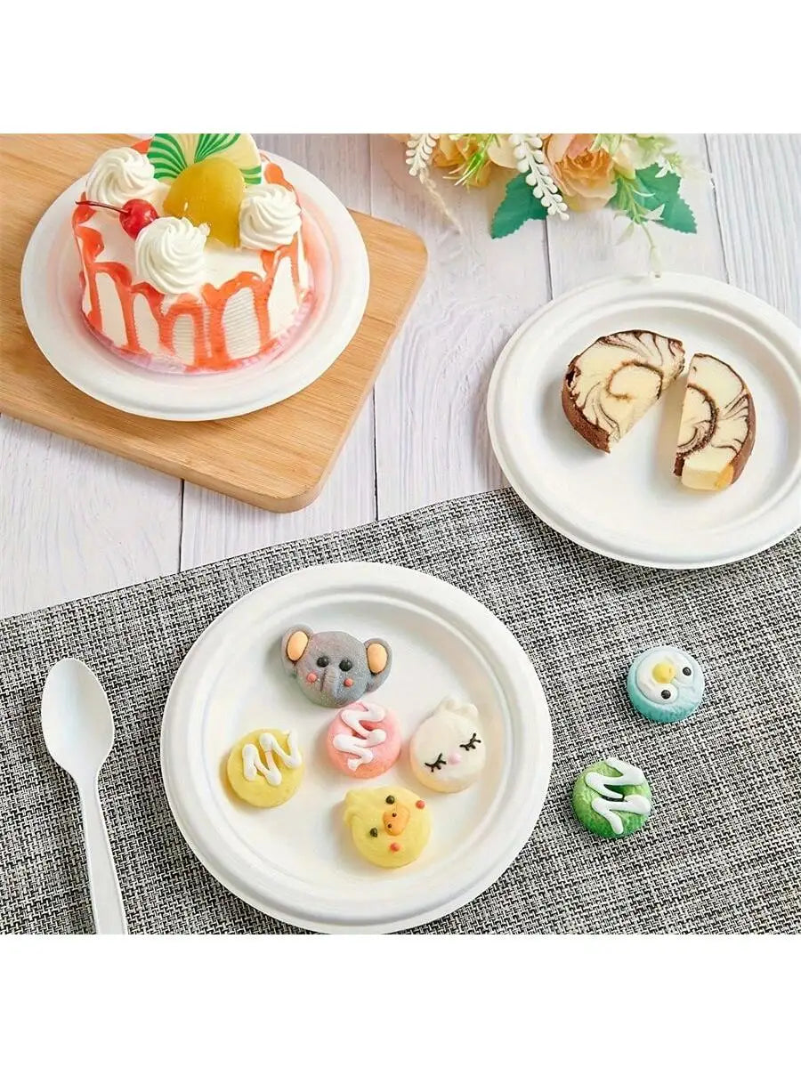 9 Inch Disposable Plates, for Parties, BBQ, Kids Crafts. 23x23cm, Sturdy, Bulk 50 Pcs