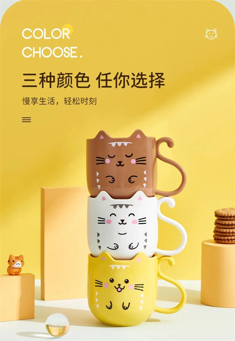 Cute Plastic Cups Cartoon Toothbrush Gargle Cup Creative Cat Dog Mouthwash Cup Wash Brush Cups Household Bathroom Supplies