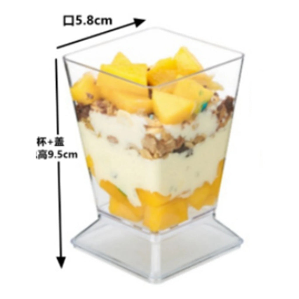 Clear Plastic Dessert Cups Material Reusable Easy Clean Perfect for Parties Fruit Pudding Ice Cream Snacks Stackable Storage