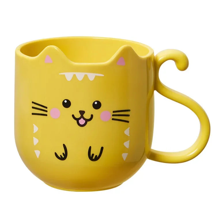 Cute Plastic Cups Cartoon Toothbrush Gargle Cup Creative Cat Dog Mouthwash Cup Wash Brush Cups Household Bathroom Supplies