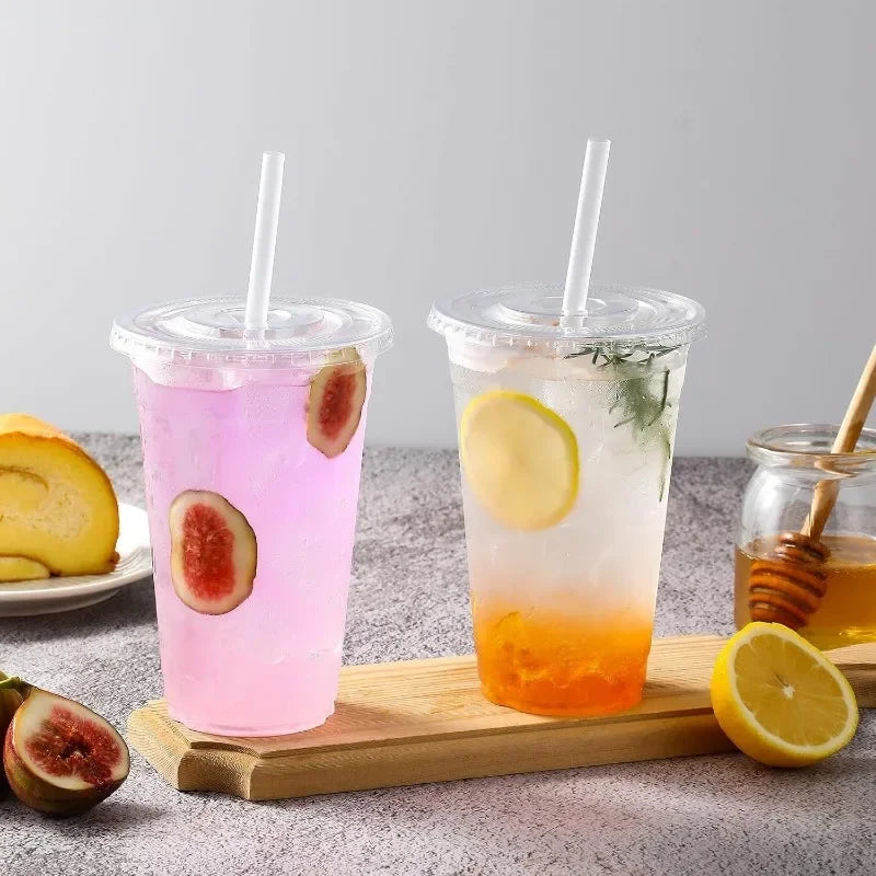 Plastic Cups With Lids Clear Disposable Cups Perfect for Weddings Birthdays Parties Camping Coffee Milkshake Cold Drinks