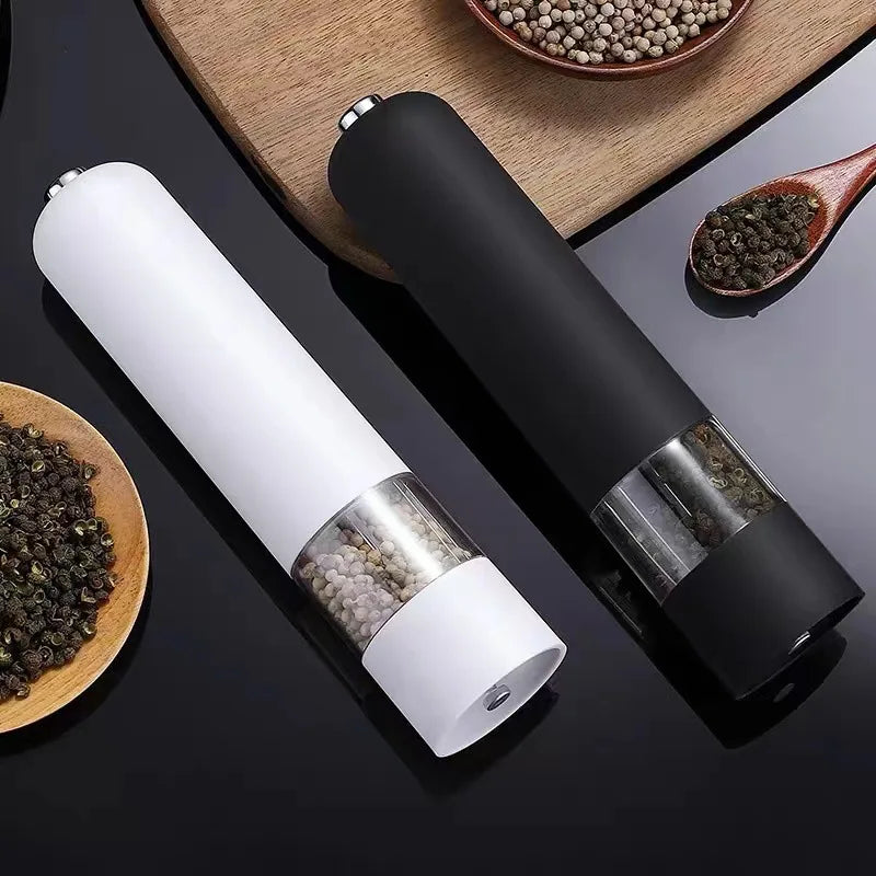 電動ソルト＆ペッパーグラインダー – 自動プラスチックミルシェーカー | 家庭料理用調整可能スパイスグラインダー