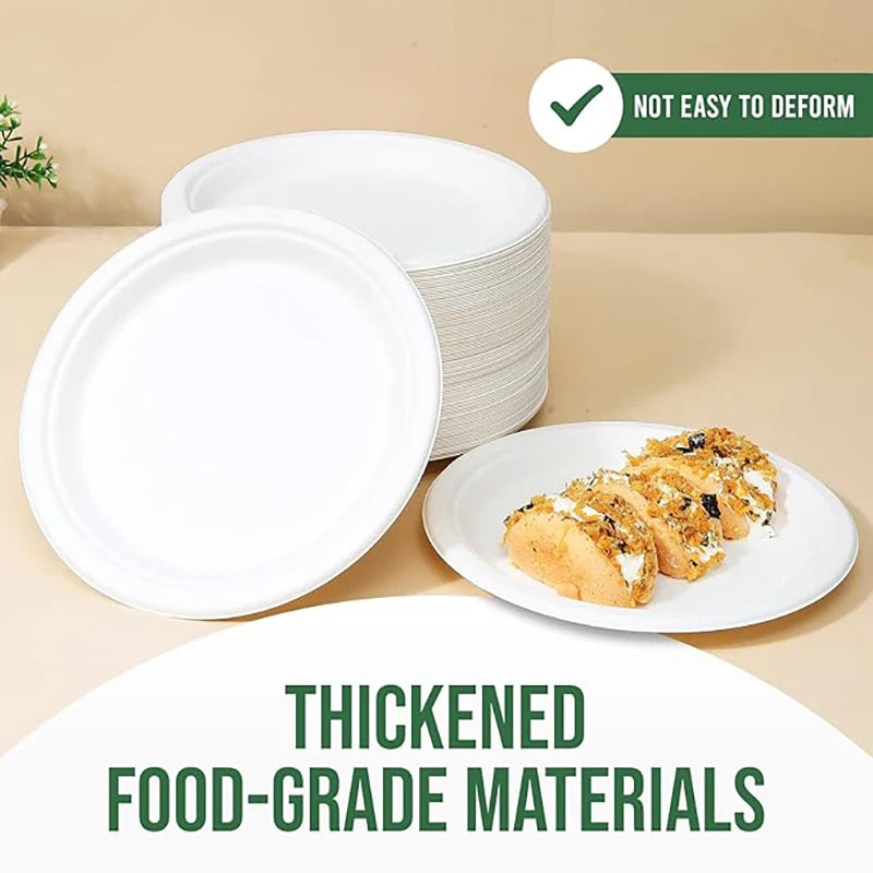 9 Inch Eco Plates 50 Pack, Made from Renewable Sugarcane, BPA-Free and Biodegradable, for Sustainable Parties and Daily Meals