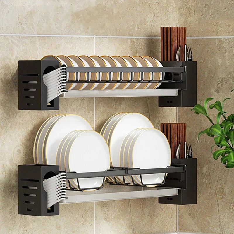 DecorBites Kitchen Wall Organizer Rack – Utensil Drainer & Storage Shelves