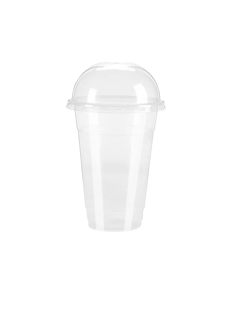 30 Pieces Disposable Transparent Plastic Cups with Lids for Milk Tea Juice Cold Drinks Smoothies Beverage Carry out
