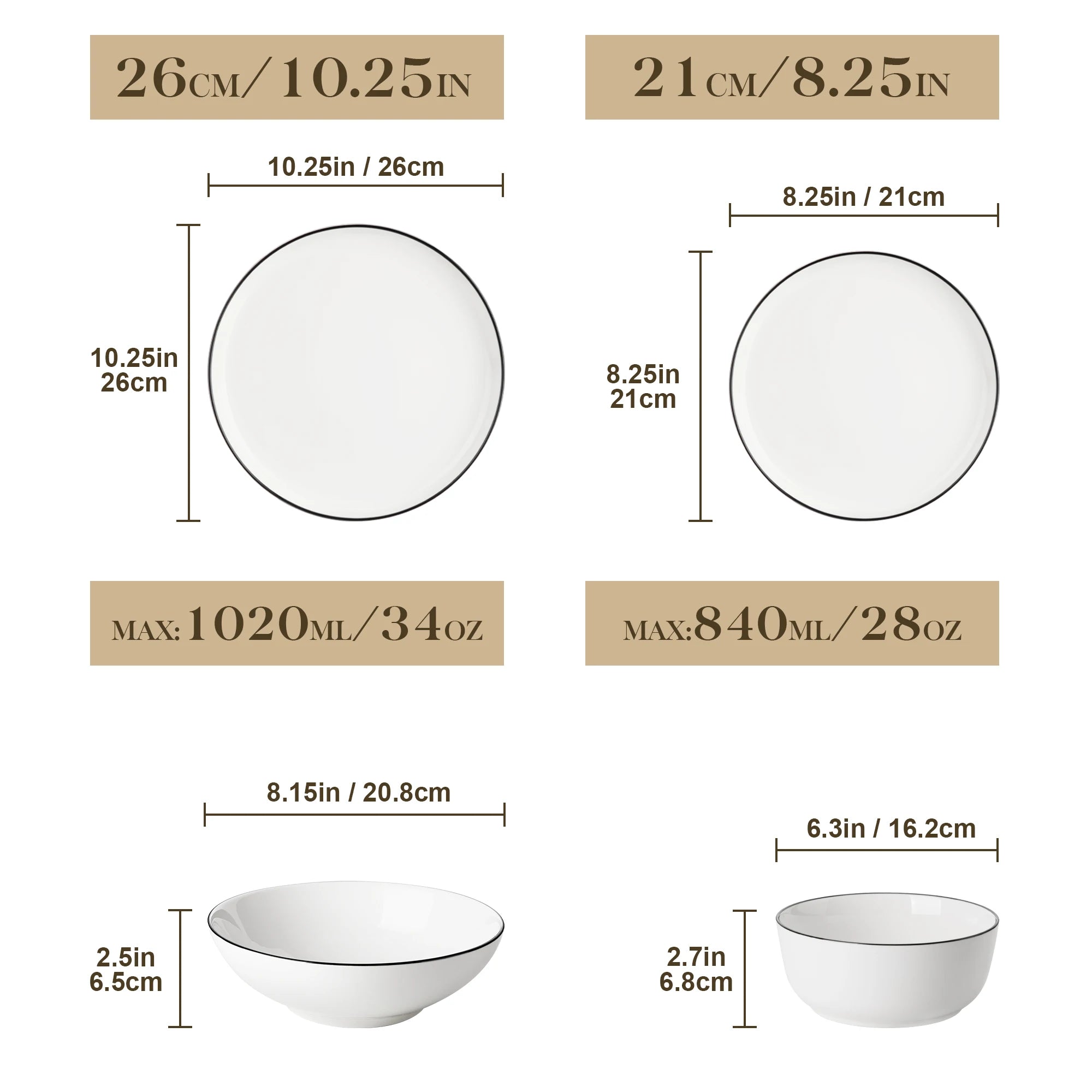 MALACASA 12/16/18/24ピース 磁器プレート食器セット セラミックプレートセット ディナープレート/デザート/シリアルボウル/スープ 各4/6ピース