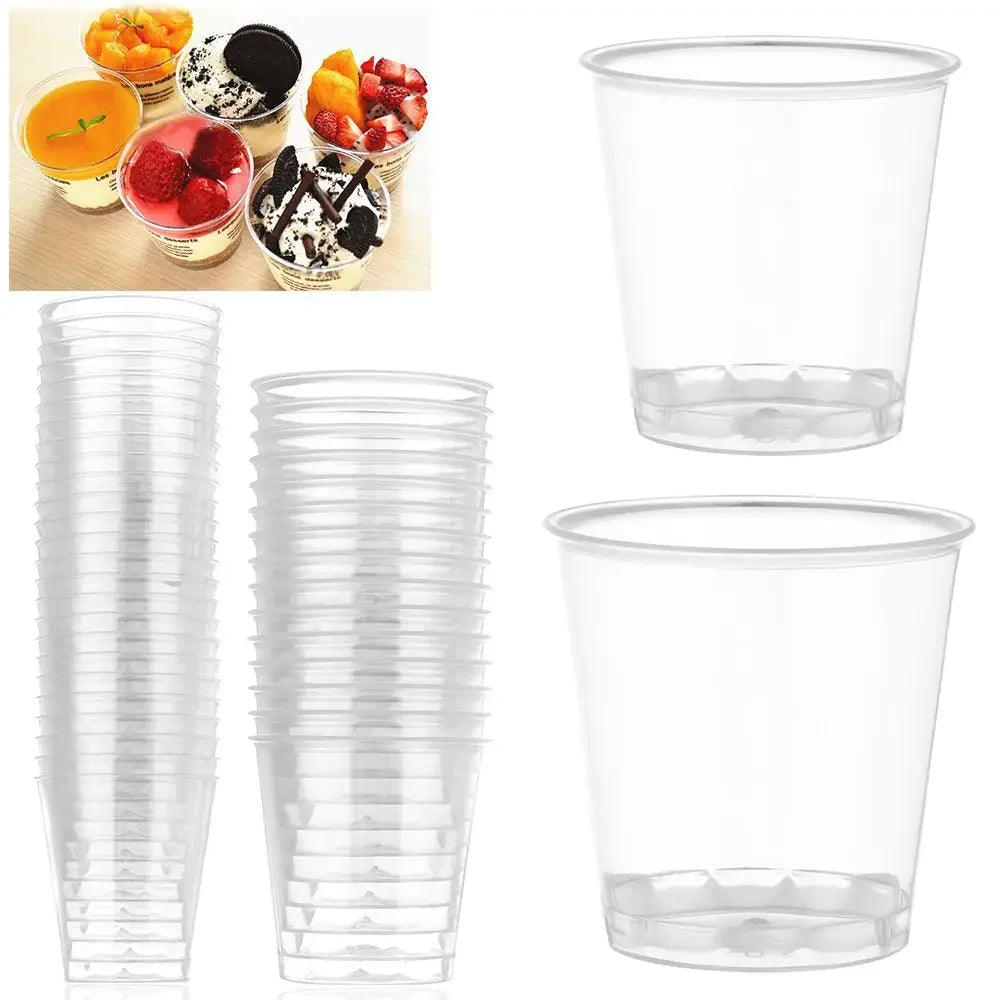 25/50pcs New Disposable Transparent Plastic Cup Outdoor Picnic Birthday Kitchen Party Tableware 160/170/200ml Cups Supplies Bar