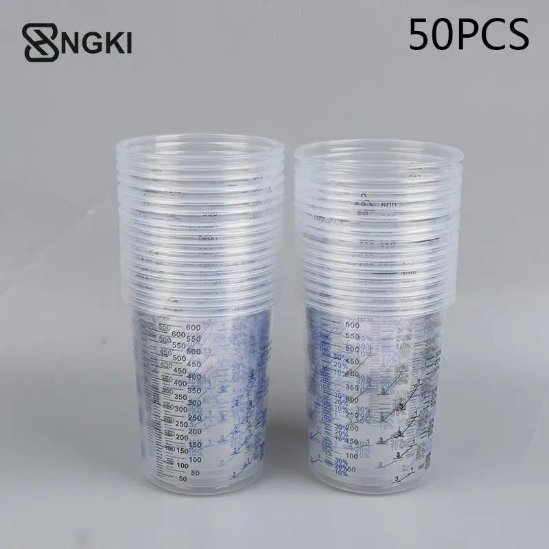 Transparent Plastic With Printed Pp Engraved Measuring Cup Disposable Clear Graduated Plastic Mixing Cups For Paint UV Resin