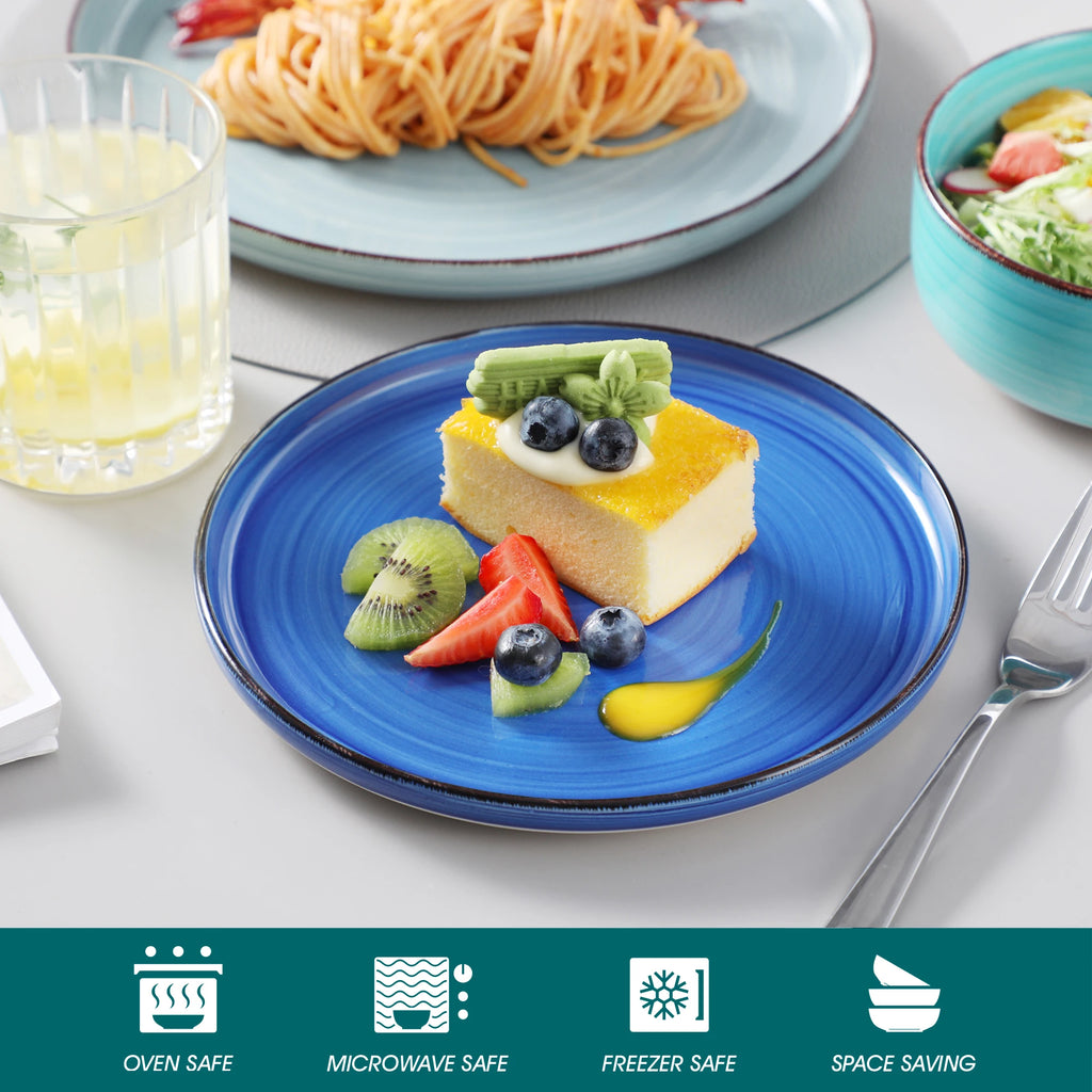 vancasso 12/18/24PCS Ceramic Dinnerware Set Color Handpainted Spirals Pattern 4/6PCS Dinner Plates/Dessert/Bowl/Soup Plates