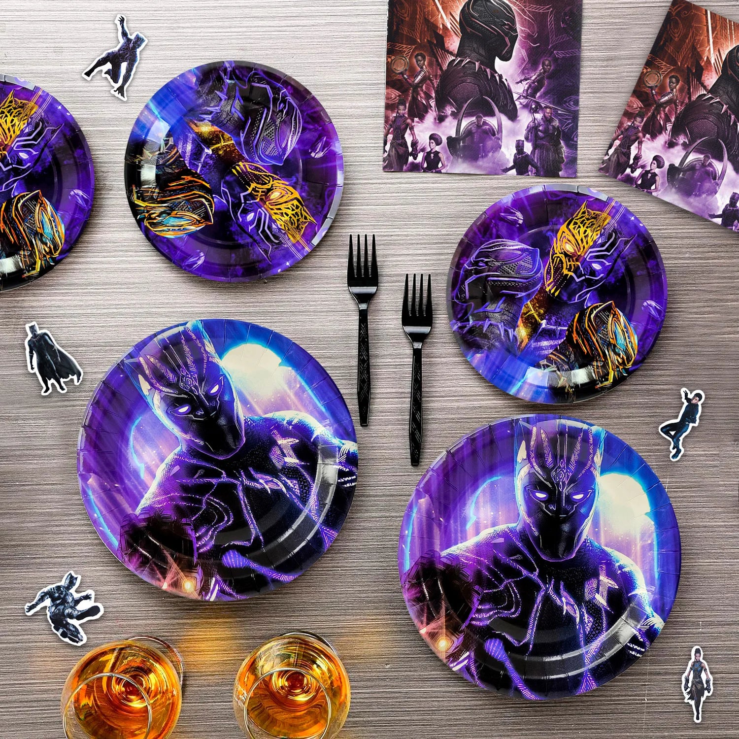 Black Panther Birthday Party Decorations,112 Pcs Black Panther Party Supplies&Tableware-Black Panther Balloons Banner Plates etc