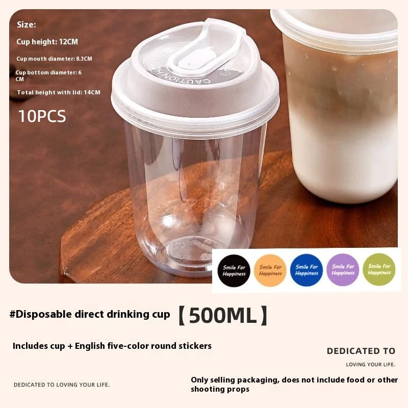 10pcs Transparent Coffee Cups With Lids U-shaped Disposable Cups For Hot Drink Milk Tea Takeaway Beverage Cups