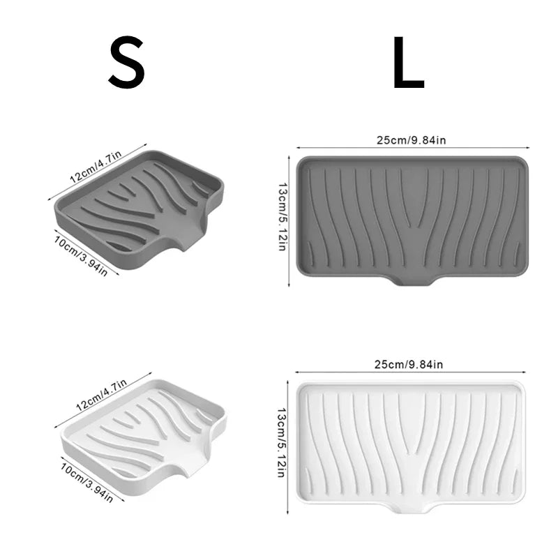 Kitchen Sink Sponge Holder Silicone Soap Dish Bar Soap Holder Self Draining Anti-slip Storage Rack Bathroom Kitchen Supplies