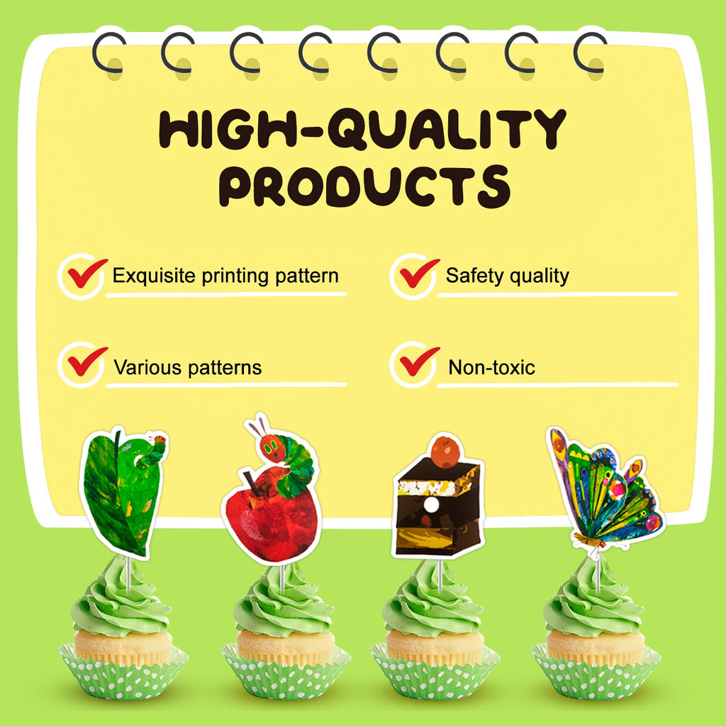 The Very Hungry Caterpillar Party Supplies,73pcs Hungry Caterpillar Birthday Decorations & Tableware Set-Plates Tablecloth etc