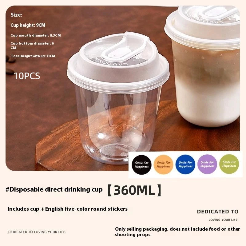 10pcs Transparent Coffee Cups With Lids U-shaped Disposable Cups For Hot Drink Milk Tea Takeaway Beverage Cups
