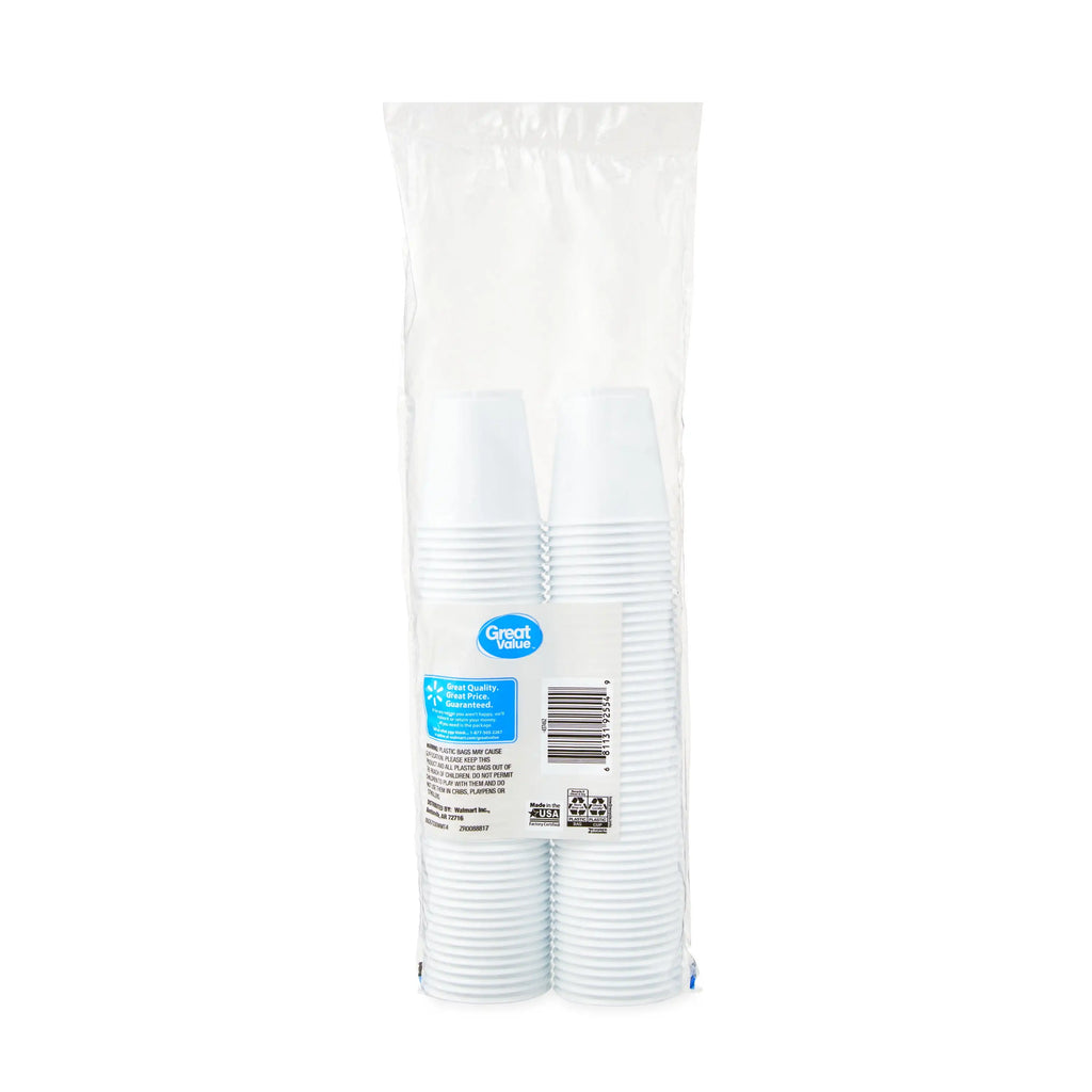 Bath Disposable Plastic Cups, 3 oz, White, 100 Count