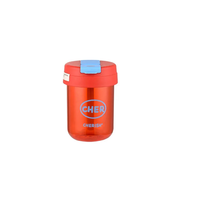 Summer Plastic Water Cup Practical and Compact for Students and White-collar Workers Double-drinking Water Cup with Straw