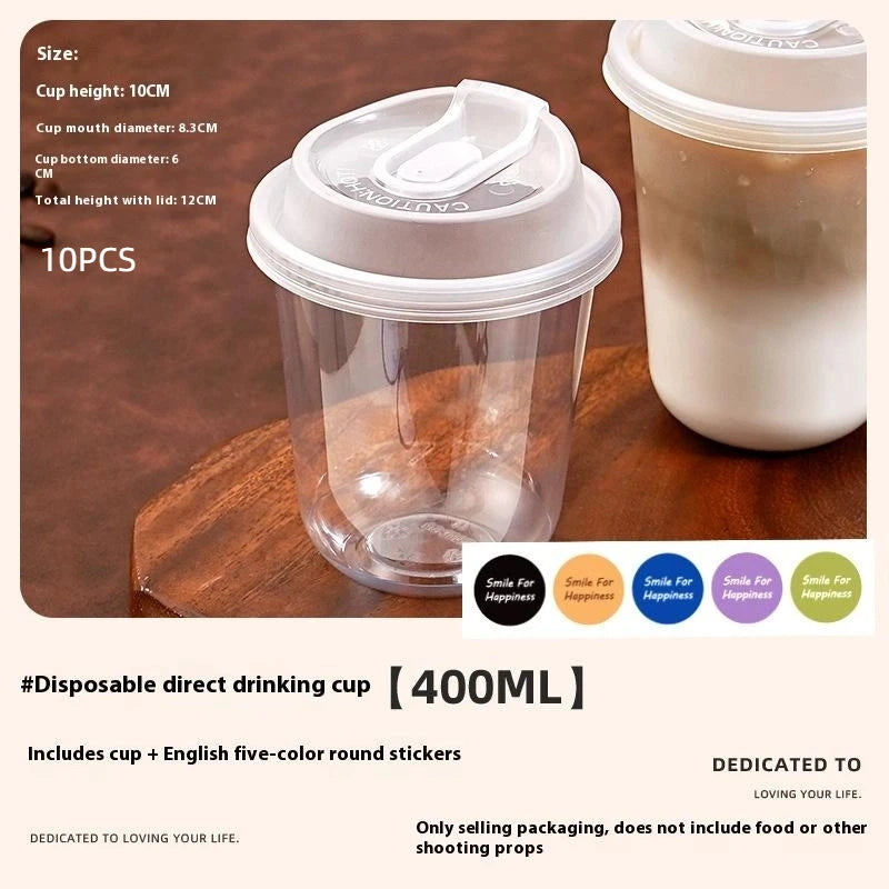 10pcs Transparent Coffee Cups With Lids U-shaped Disposable Cups For Hot Drink Milk Tea Takeaway Beverage Cups