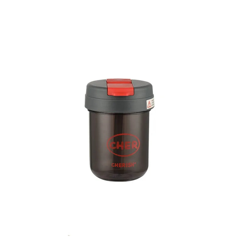 Summer Plastic Water Cup Practical and Compact for Students and White-collar Workers Double-drinking Water Cup with Straw