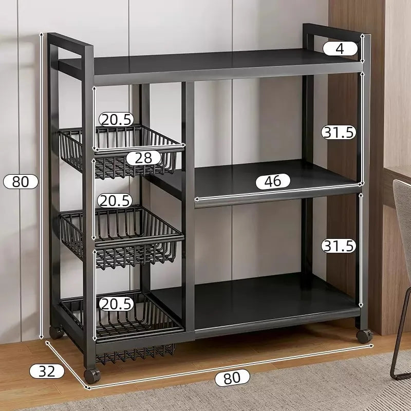 Rack Movable Snack & Grocery Holder Bathroom Storage Solution Multi-Tier Kitchen Storage Shelf Freestanding Vegetable Organizer