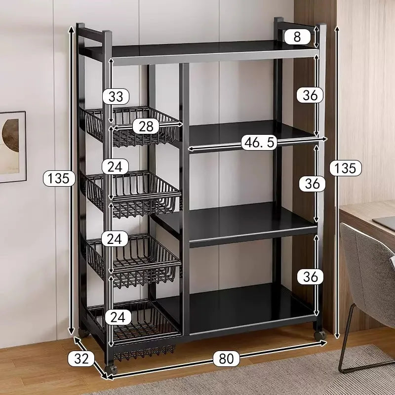 Rack Movable Snack & Grocery Holder Bathroom Storage Solution Multi-Tier Kitchen Storage Shelf Freestanding Vegetable Organizer