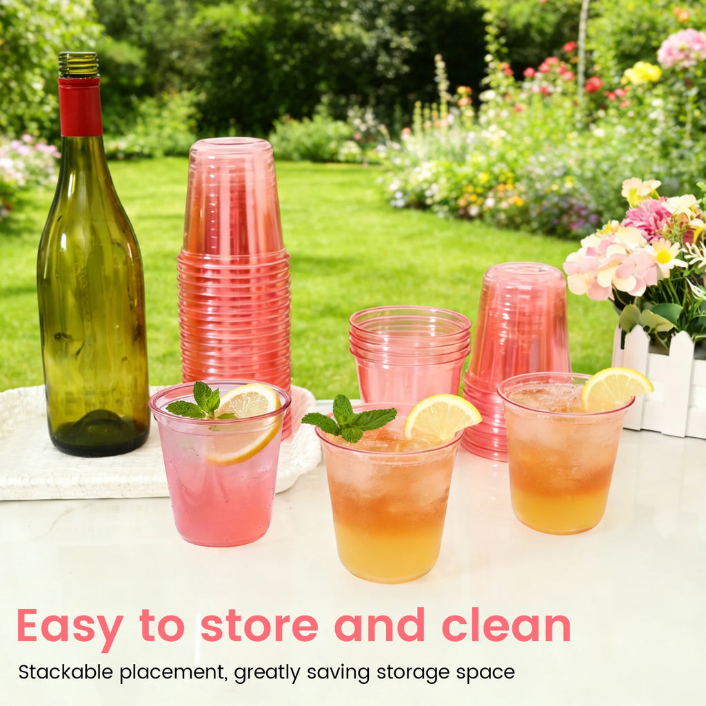 50/100PCS Disposable Transparent Plastic Cups Household Drinking Cups Fruit Juice Coffee Cocktail Cup Birthday Wedding Party