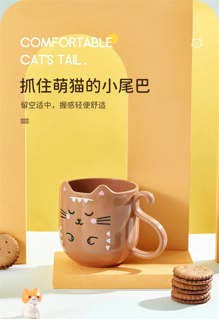 Cute Plastic Cups Cartoon Toothbrush Gargle Cup Creative Cat Dog Mouthwash Cup Wash Brush Cups Household Bathroom Supplies
