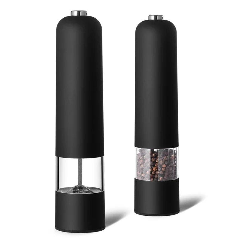 電動ソルト＆ペッパーグラインダー – 自動プラスチックミルシェーカー | 家庭料理用調整可能スパイスグラインダー