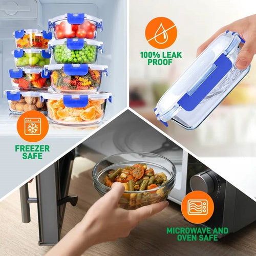 スナップロック蓋付き24点セットガラス食品保存容器兼耐熱皿