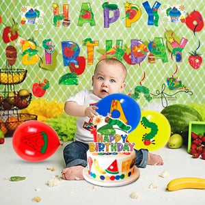 The Very Hungry Caterpillar Party Supplies,73pcs Hungry Caterpillar Birthday Decorations & Tableware Set-Plates Tablecloth etc