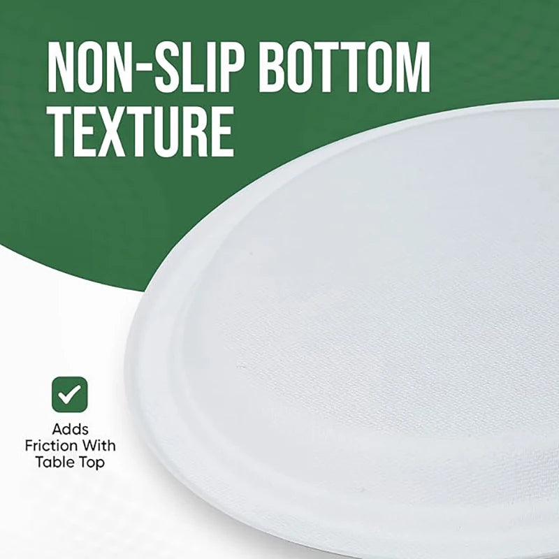9 Inch Eco Plates 50 Pack, Made from Renewable Sugarcane, BPA-Free and Biodegradable, for Sustainable Parties and Daily Meals